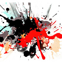 creatively drawn abstract with black and red color on white background, Ai generated