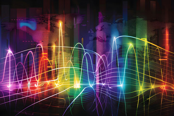 Low Frequency (LF) Radio Waves Dispersing Across the Globe - Vibrant Illustration of Communication through Waves - obrazy, fototapety, plakaty