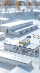 Urban skate park, dynamic, action shot, energetic, outdoor