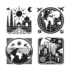 map icon set, Map Symbol Set, Map Illustration Set, Retro Styled Map Icons, Black & White Map Symbols, Map Outline Set