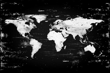 black and white grunge world map