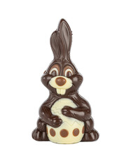 handmade easter chocolate bunny on white background
