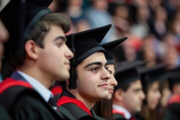 graduates sitting in a row on graduation day