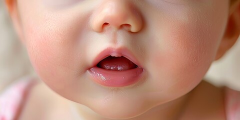 Fototapeta premium A Close-Up of Moist, Glossy Lips Gently Touched by a Finger, Symbolizing Sensuality and Desire, Generative AI