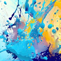 creatively drawn abstract with blue and yellow color on white background, Ai generated