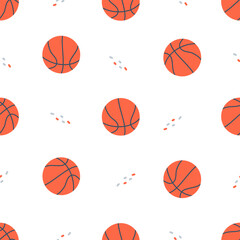 Seamless vector pattern. Basketballs on white background . Vector illustration