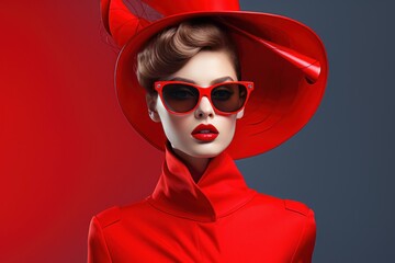 Chic Stylish fashion model sunglasses banner. Luxury city. Generate Ai - 788743703