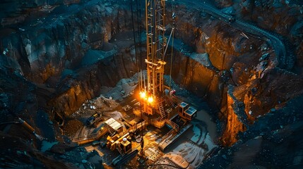 Drilling Deep into the Earth's Crust: Geothermal Exploration. Concept Geothermal Energy, Drilling Techniques, Earth's Crust, Energy Production, Geothermal Exploration