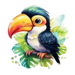 Watercolor Baby Toucan | Soft Colors Clipart