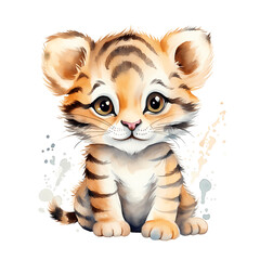 Watercolor Baby Tiger | Soft Colors Clipart