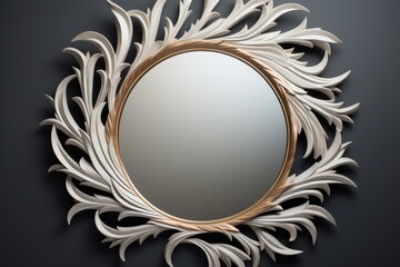Sophisticated Stylish round mirror. Wall house. Generate Ai
