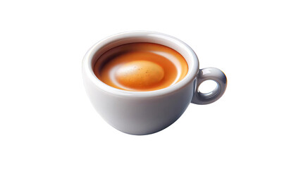 A photo of a coffee cup with a brown liquid inside on a transparent background.