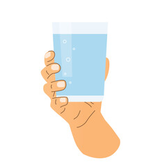 hand holding glass of water; daily hydration concept; perfect for health-related blogs, wellness publications or lifestyle websites- vector illustration