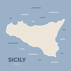 Fototapeta na wymiar Sicily island, Italy map. It's perfect for travel brochures, educational materials or website backgrounds- vector illustration
