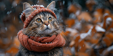 Stylized Cat, with Glasses, Wearing Clothes and Walking Like People