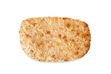 Schnitzel meat in crumbs on a white isolated background