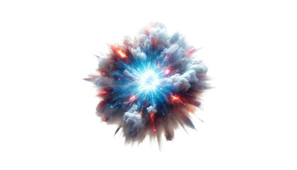 An illustration of a colorful explosion with a bright center and dark edges.