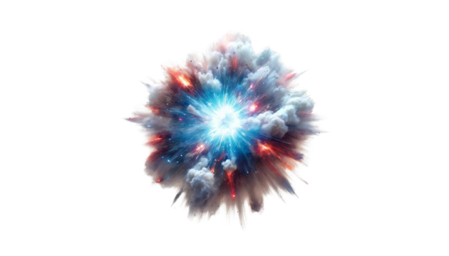 An illustration of a colorful explosion with a bright center and dark edges. - Powered by Adobe