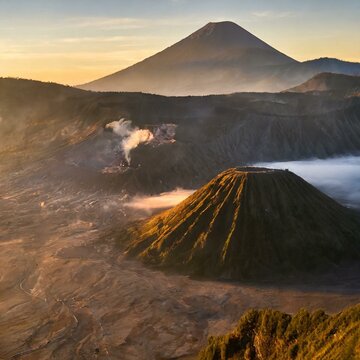 The aerial view of mount bromo of Indonesia