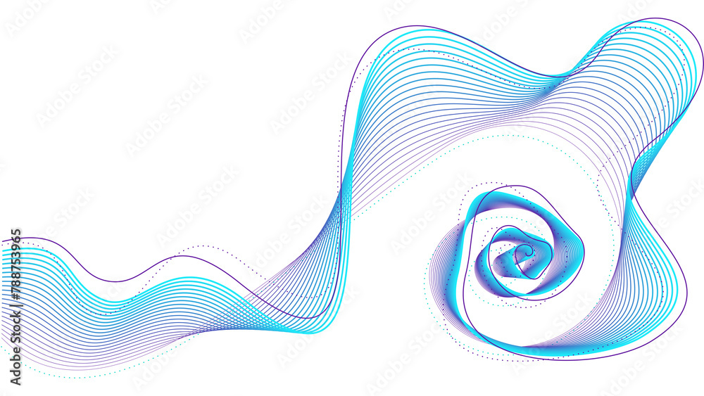 Poster abstract spiral wave shape. wave, lines and dots on transparent background for presentations, web de