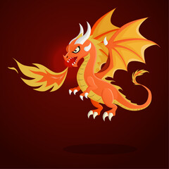 cute fire dragon cartoon illustration design for decorate fairy tale