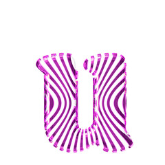 White 3d symbol with purple vertical ultra-thin straps. letter u