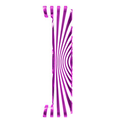 White 3d symbol with purple vertical ultra-thin straps