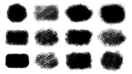 Dry media rough hatching marks and strokes. Vector grunge texture assortment 