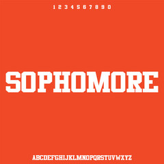 sophomore, varsity college font alphabet vector set