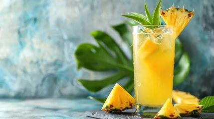 Tuinposter Experience the delightful fusion of flavors in our Fermented Pineapple Kombucha Drink known as Tepache Get ready to savor every sip Copy space © 2rogan