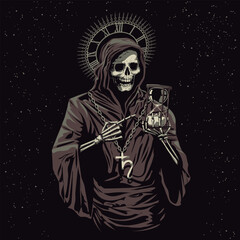 the time as come. grim reaper illustration, saturn, cronos god