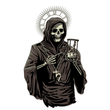 the time as come. grim reaper illustration, saturn, cronos god