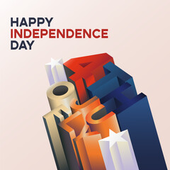 Happy 4th of July, Independence day USA patriotic greeting poster, card, banner, background, web,  cover, label, flyer, layout. America Victory Day print holiday information, party, celebration