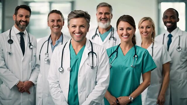 doctor smilling, hospital blurred background, healthcare team, medical, doctors videos, medical videos, youtube videos, asmr videos, calming videos, stock videos, people stock videos	