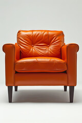 modern leather orange armchair isolated on the grey background
