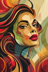 Illustrate the Greek goddess Aphrodite in a contemporary vector art style, emphasizing elegance and beauty Use vibrant colors and fluid lines to convey the goddess of love and beautys essence