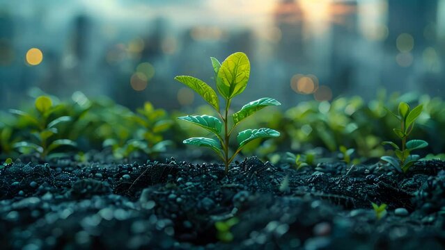 Green natural grass and trees in the forest. Concept green energy ecology and environmental care