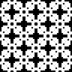 Seamless pattern. Crosses, figures ornament. Folk wallpaper. Shapes backdrop. Embroidery background. Tribal motif. Ethnic mosaic. Digital paper, textile print, web design, abstract. Vector artwork.