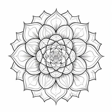 Blossoming Lotus Mandala Design. Generative AI.