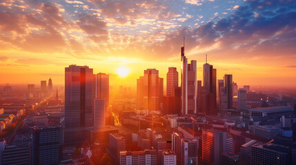 Fototapeta premium elegant high-rise office building, Frankfurt city skyline