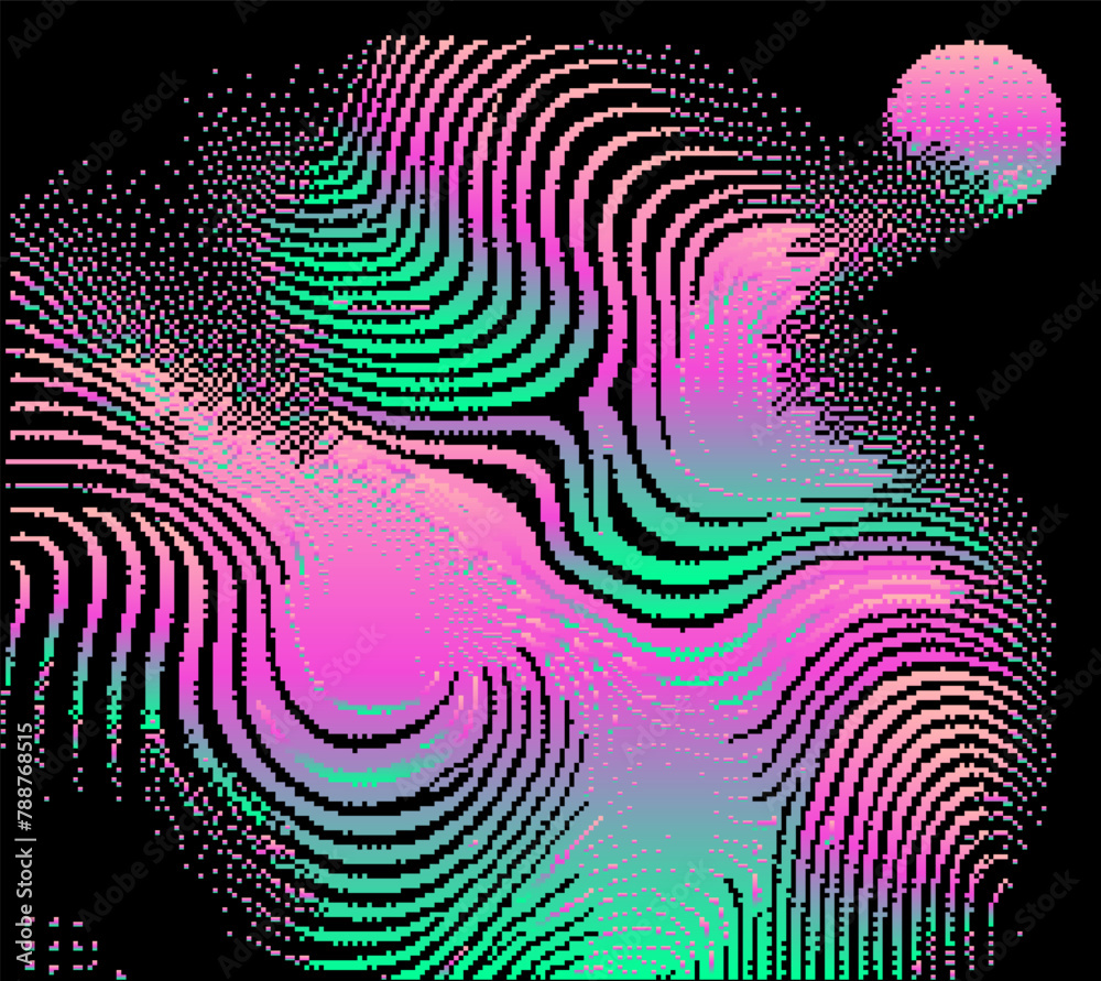 Fototapete abstact grunge sci-fi background with geometic pixelated figures and patterns.