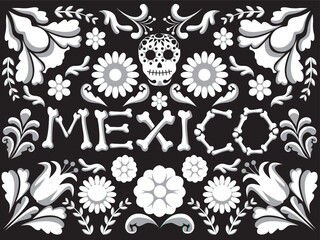Mexican folk style pattern vector background
