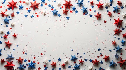 USA holiday decorations on a gray stone background, top view, flat lay - 788769757