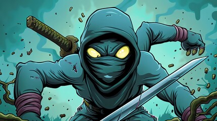 A mischievous ninja infiltrates enemy strongholds, his movements silent and deadly, his skills in stealth and assassination making him a formidable opponent