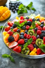 Fresh Fruit Salad served with a creamy yogurt dressing