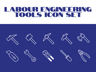Labour day icon set. Labor Tools Icon Vector graphic illustration. Line Icons set of Engineering tools