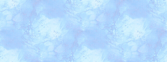 Blue watercolor stains on paper texture. Abstract pattern. 