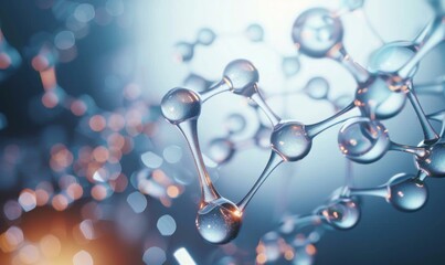 A close up of a molecule with water droplets on it. Generative AI.