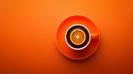 Chochoorange Slice in a Cup on Vibrant Orange Background.