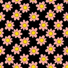 Cartoon retro flower seamless floral pattern for wrapping paper and fabrics and kids clothes print and party